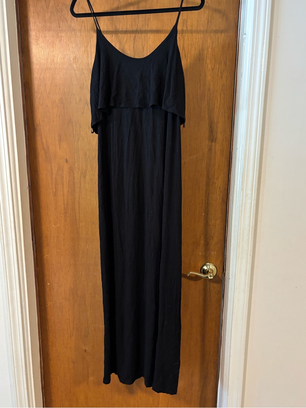Forever 21 Black Spaghetti-Strap Ruffle Maxi Dress